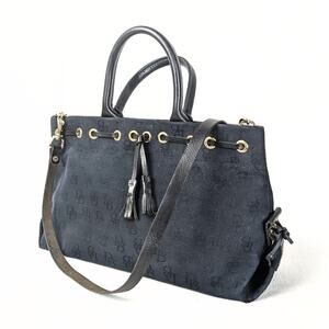 Pre-loved Dooney & Bourke Monogram Canvas Satchel with Tassel